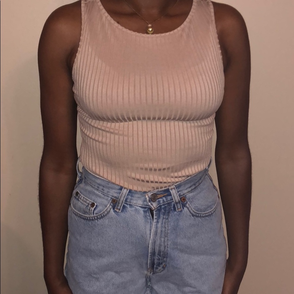 Brown Ribbed Bodysuit